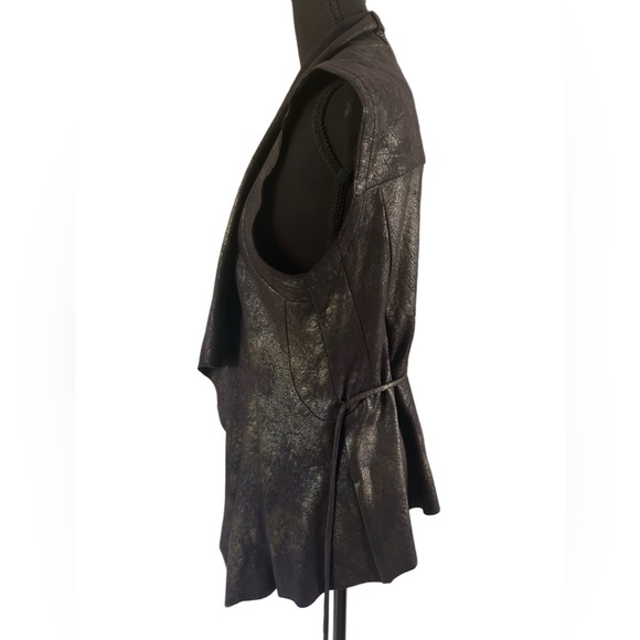 Zara Metallic Black Faix Leather Sleeveless Vest , Size M - Picture 4 of 5